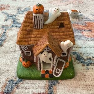 Ceramic Halloween Haunted‎ House Ghosts Pumpkin Working Light Holiday Decoration